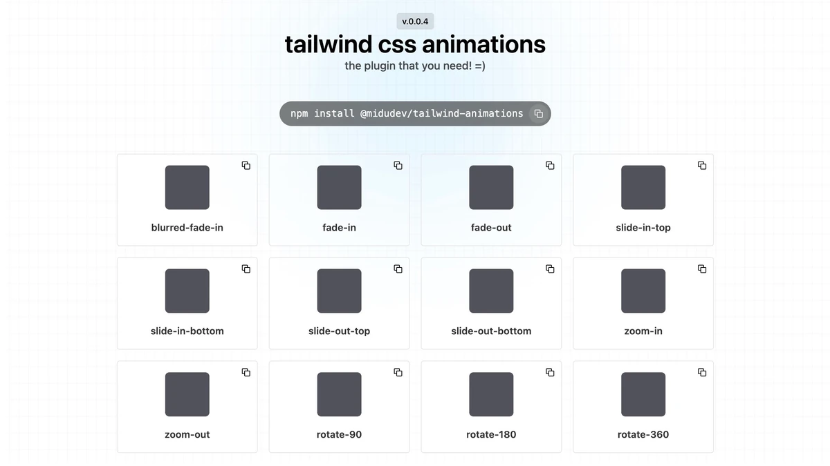 Tailwind CSS Animations Plugin